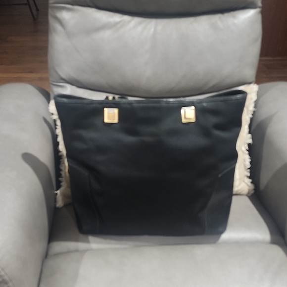 Salvatore Ferragamo Leather And Canvas Black Tote with Gold Details - Picture 2 of 9
